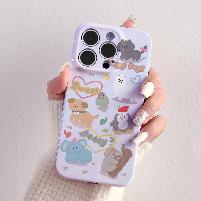 卡通动物乐园适用苹果13/14/15promax全包菲林软壳华为小米14OPPO