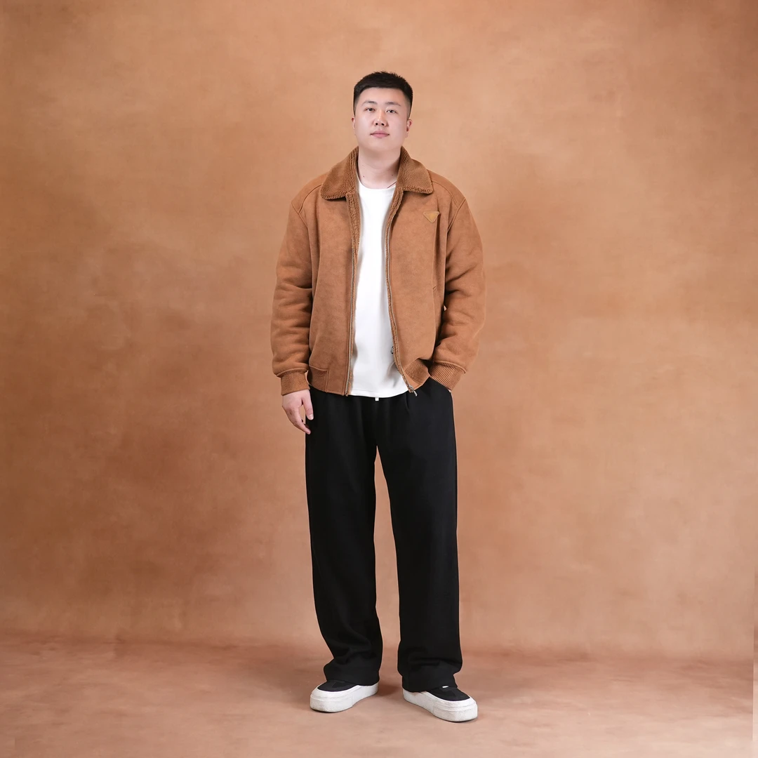 马丁叔叔 2024秋冬新款麂皮羊毛休闲宽松轻奢夹克