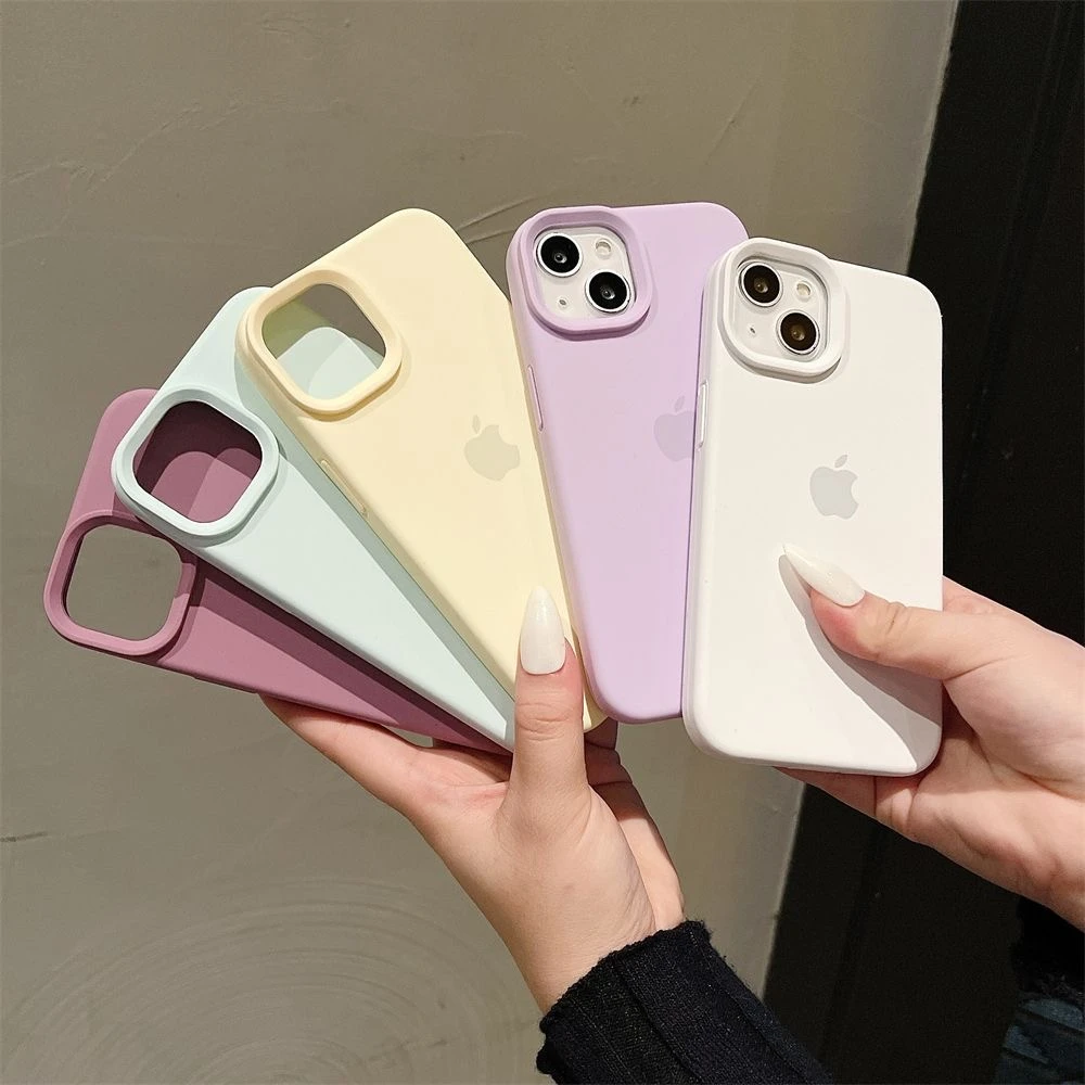ins奶黄手机壳适用16promax保护套13苹果15pro液态12硅胶iPhone14