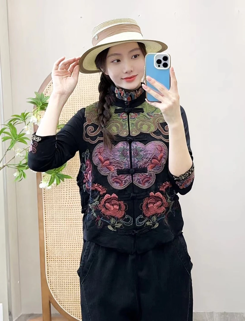 民族风刺绣马夹加棉加厚冬季坎肩