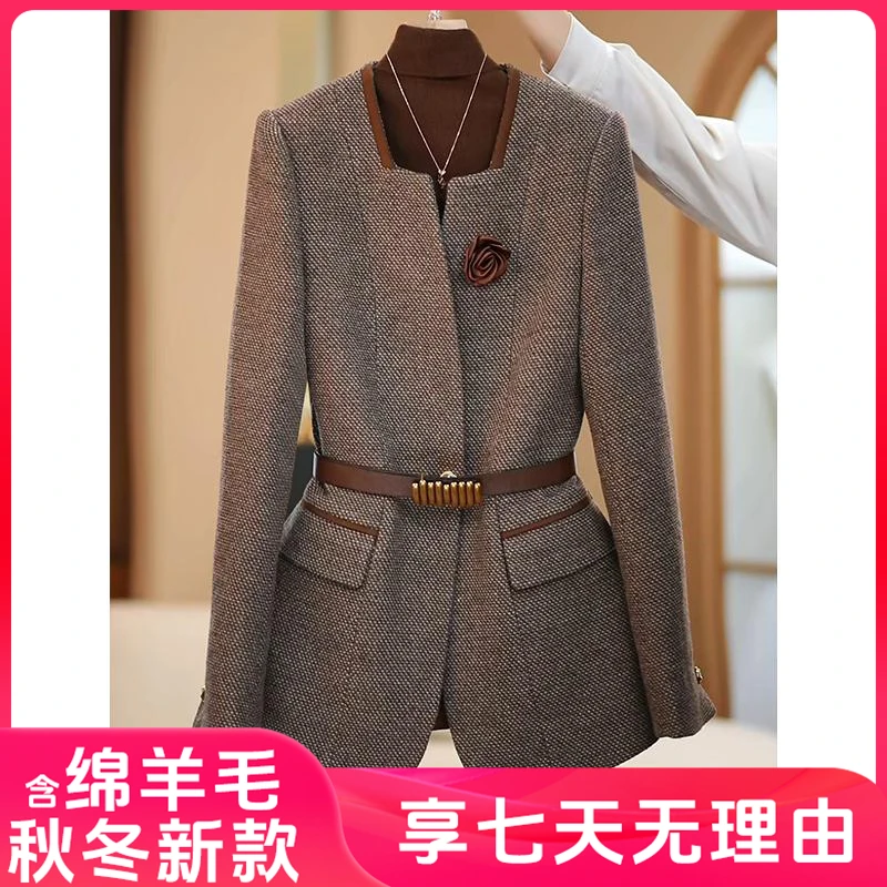 【CiCi小姐】2024秋冬新款咖色高级简约设计师修身西装外套