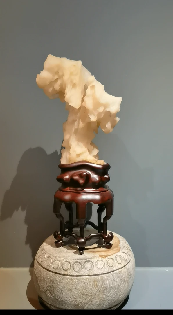 白蜡石复古狮子手工陶瓷中式书房奇石摆件创意工艺品观赏石摆件