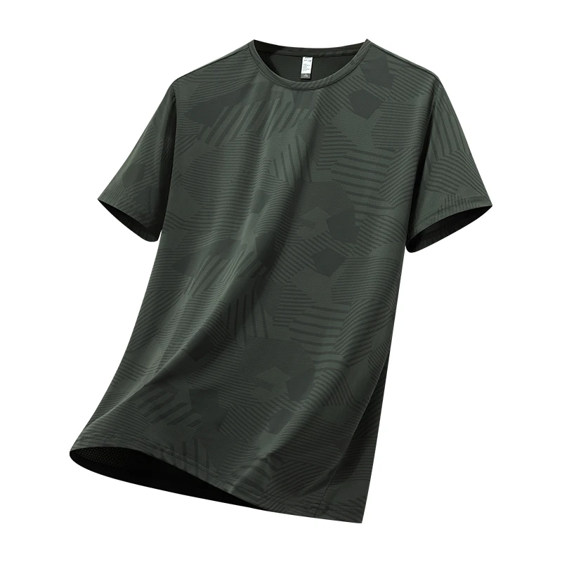 男士冰丝T恤短袖运动户外休闲夏季透气速干圆领健身速干薄款跑步