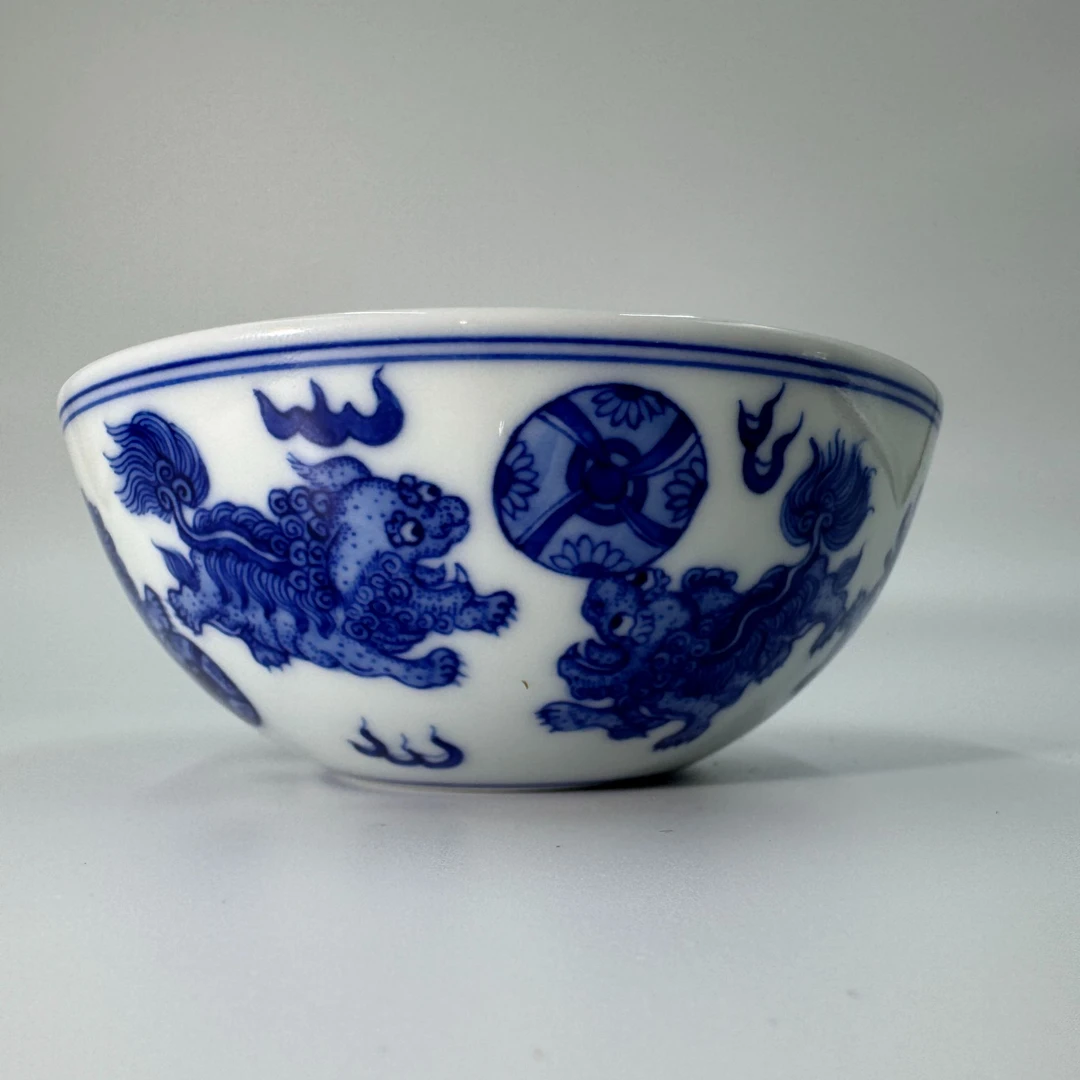 窑山堂青花 九狮 普洱杯创意陶瓷主人杯手绘全手工