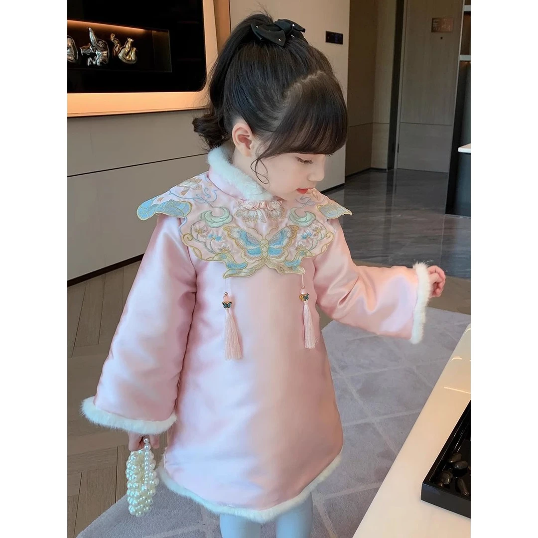 女童热销旗袍裙冬装2022新款儿童唐装拜年加厚小女孩中国新年