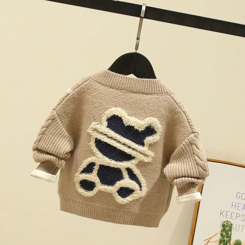 2023春秋新款男童毛衣针织开衫儿童外套男宝宝韩版休闲上衣帅气潮