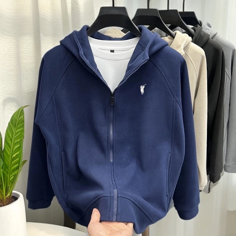 运动立领男百搭秋冬冬季外套加厚保暖防风抗皱连帽夹克加绒休闲