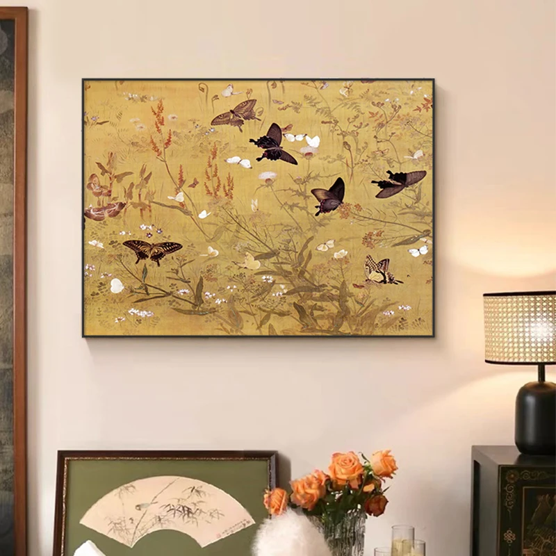 《百蝶图》法式中古风客厅装饰画新中式国风沙发背景墙挂画餐厅画