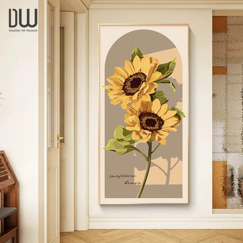 奶油风玄关装饰画小清新花卉氛围感过道竖版玄关挂画