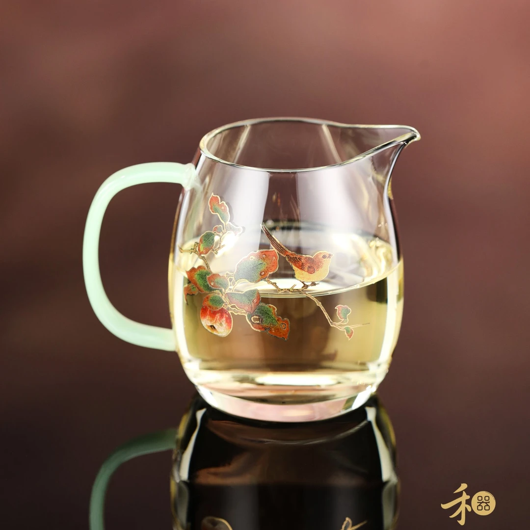 晶彩 澄然 贴花系列 平安喜乐 顺顺荔荔 高硼硅 玻璃公杯