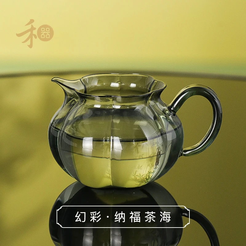 禾器幻彩·烟灰纳福茶海金标陶瓷高硼硅玻璃公道杯建议容量：310ml