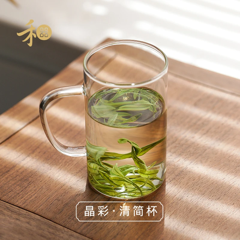 禾器晶彩·清简杯 高硼硅 玻璃茶杯 个人杯 办公杯绿茶杯容量400ml