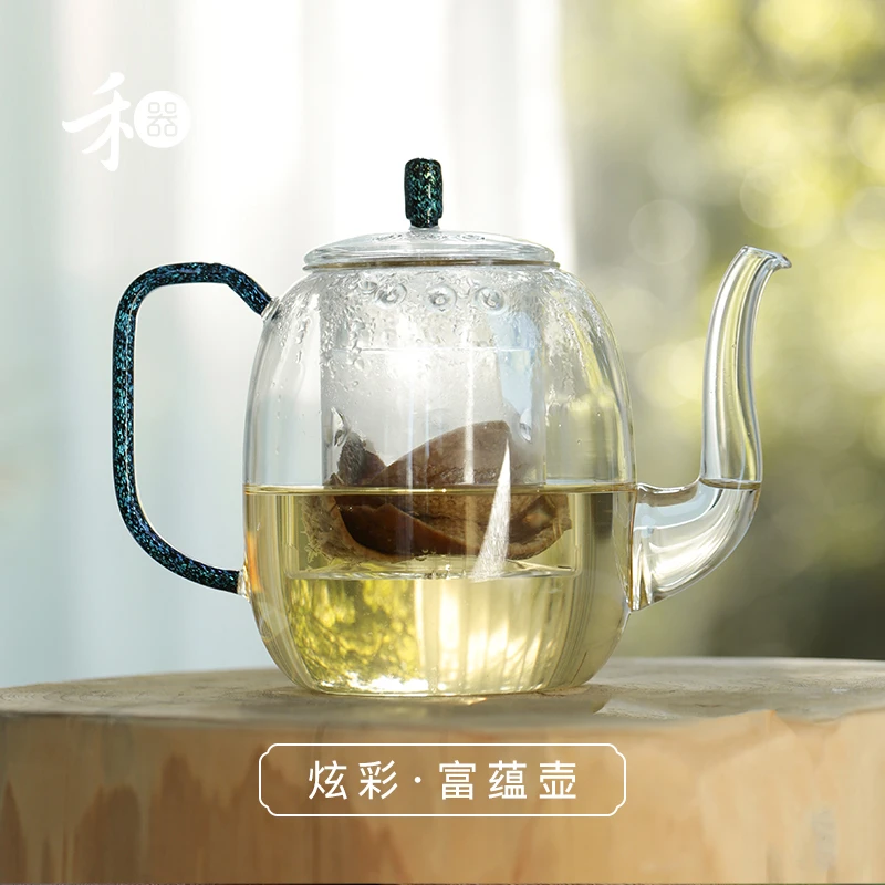 禾器炫彩·富蕴壶 高硼硅 玻璃煮茶壶 茶具 茶器 建议容量：860ml