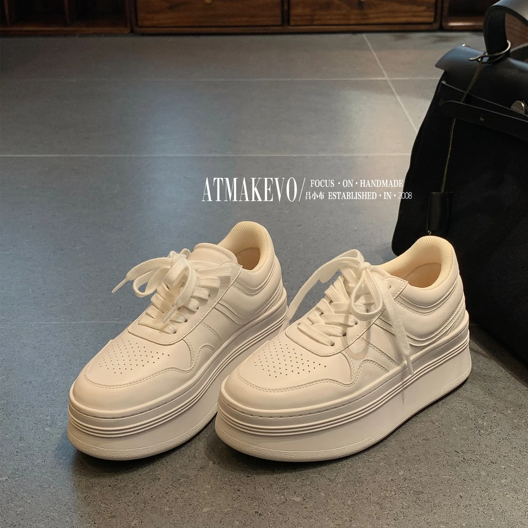 吕小布 | 凯旋门厚底小白鞋 女2024春秋新款真皮休闲鞋单鞋0266