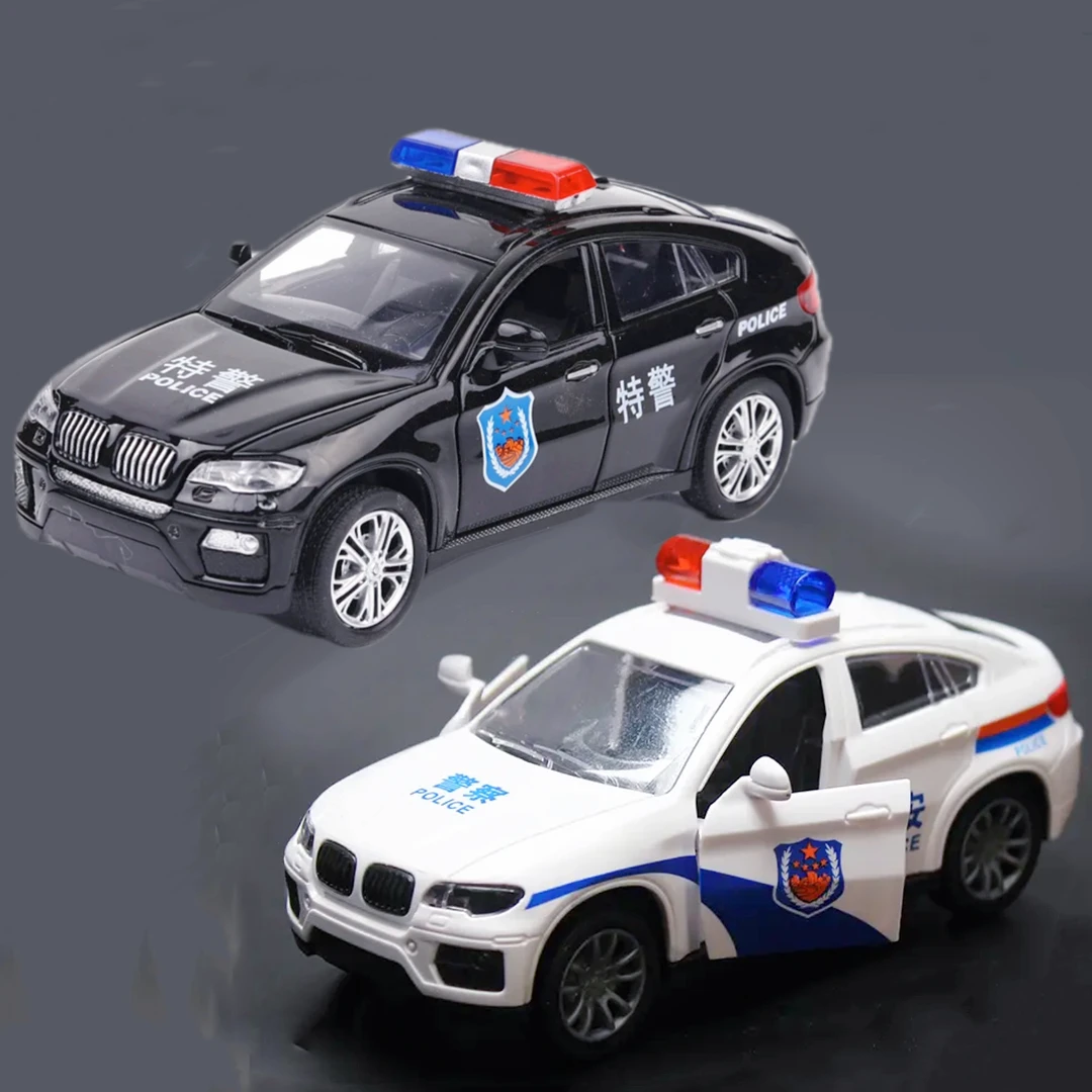 儿童惯性黑色宝马特警车+白色宝马警车2只装