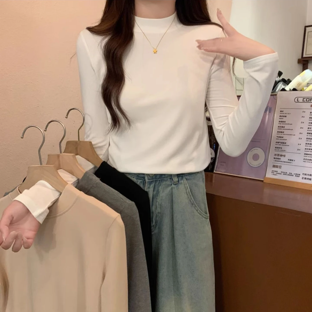 80-200斤德绒半高领打底衫女胖MM大码内搭长袖显瘦T恤秋冬保暖