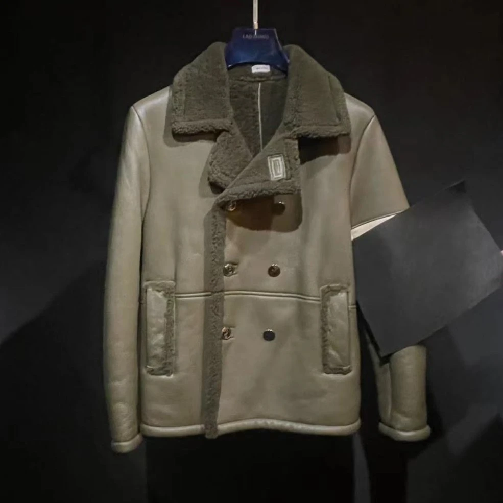 【LAO ZHANG】布家四条杠高定系列轻奢真皮真毛一体短款外套时尚