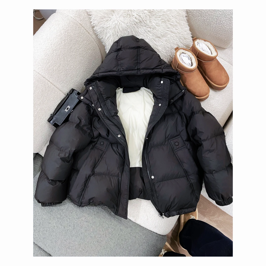 LY/月月不吃鱼 私服 保暖轻盈立领连帽白绒服可拆卸 2311A1835