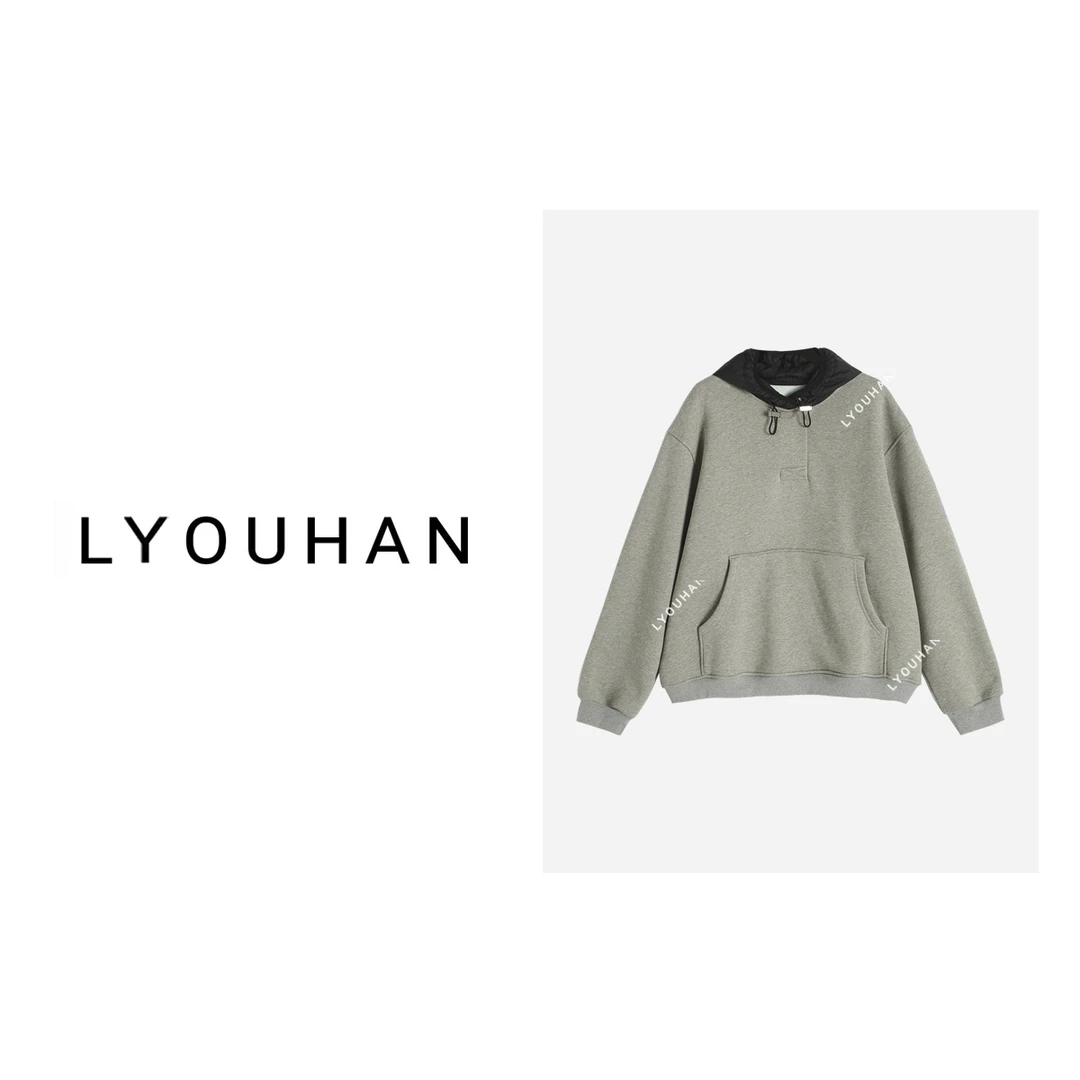LY/月月不吃鱼 秋冬极简风撞色美式连帽卫衣 2311A1686