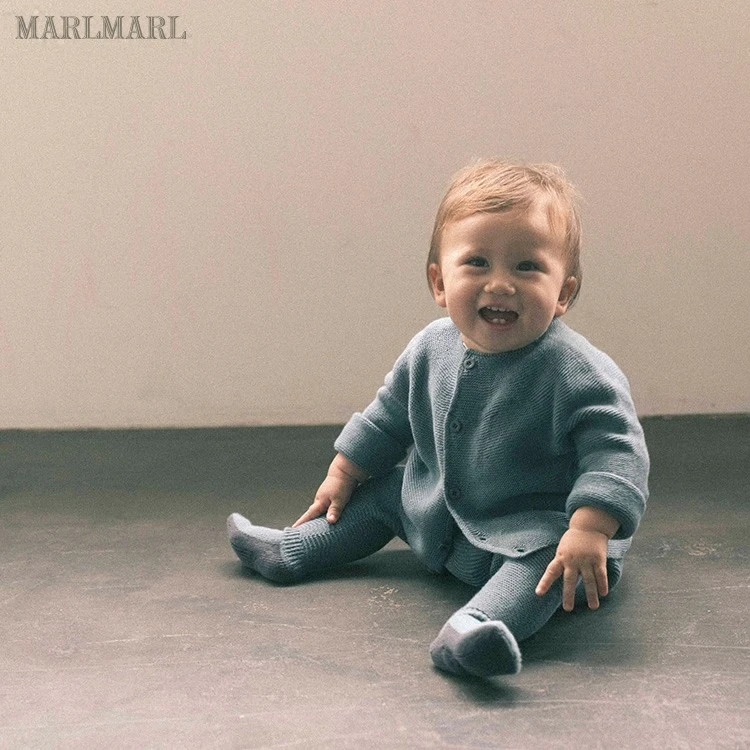 MARLMARL男女童棉质两穿圆领针织衫厚儿童秋冬开衫毛衣cardigan01