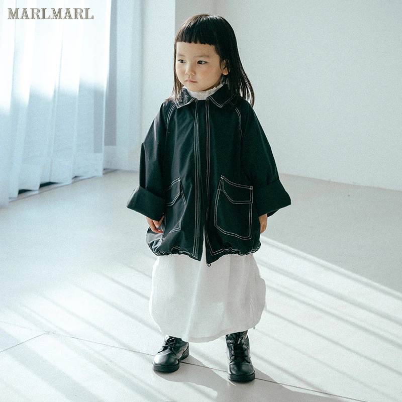 MARLMARL宝宝春夏薄款外套儿童英伦风防水风衣上衣星空黑swing04