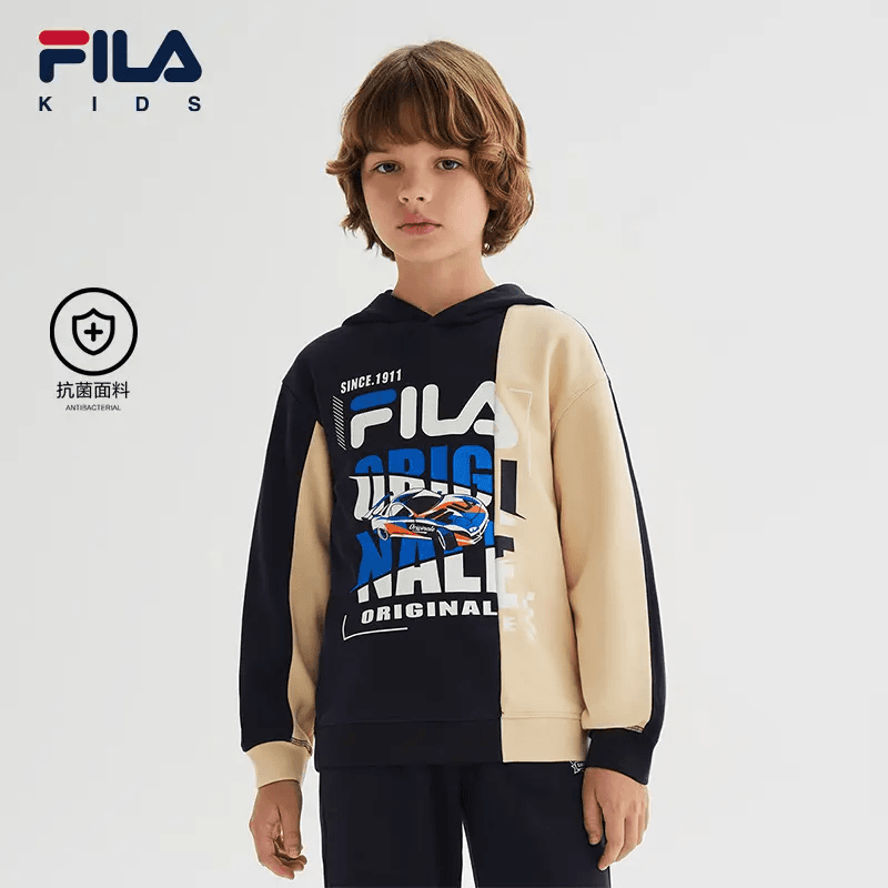FILA/斐乐儿童2024春季男中大童运动休闲时尚连帽卫衣K12B411201F