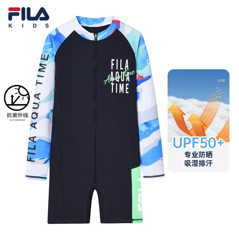 FILA斐乐儿童夏季速干连体泳衣防晒轻薄运动时尚中大童K12B253501