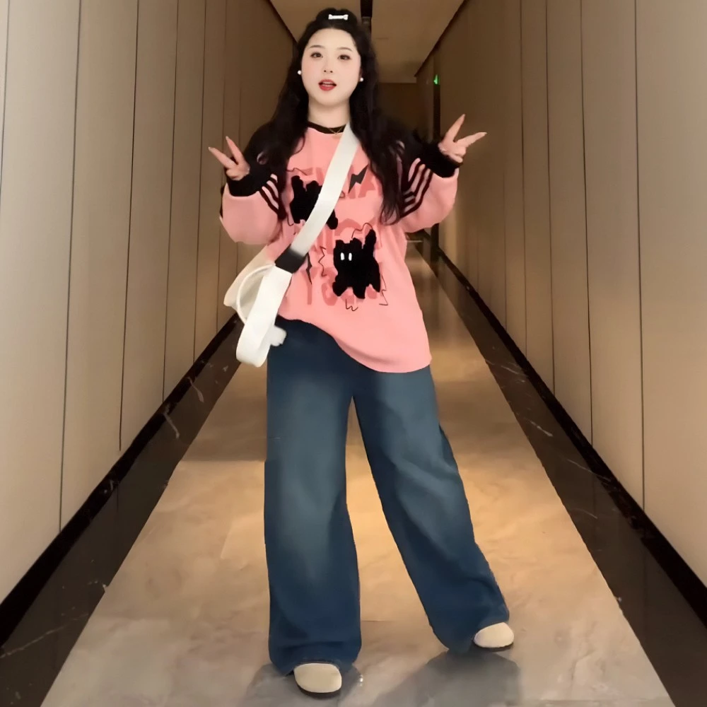 大码女装插肩袖甜美减龄卫衣女胖mm初秋宽松巨显瘦松弛感别致上衣