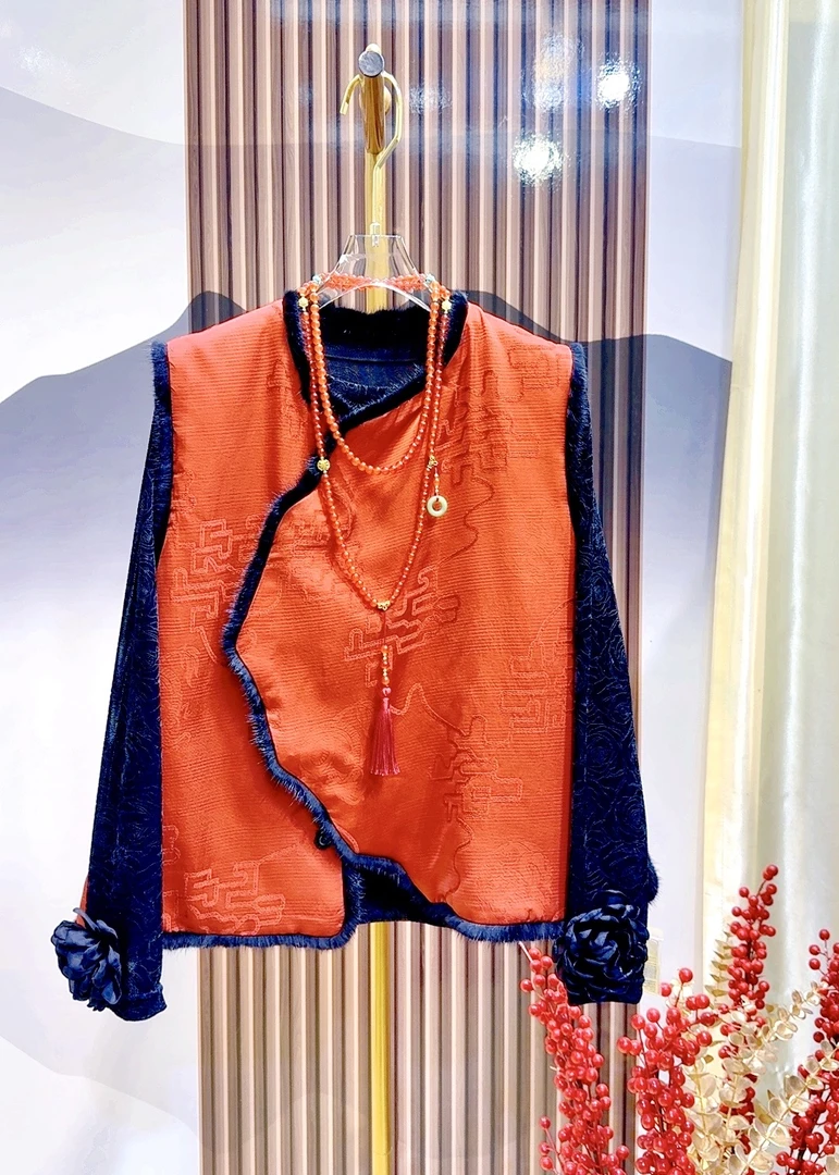 【惊鸿传奇】新中式国风唐装双面穿红色时尚百搭保暖棉服马夹马甲