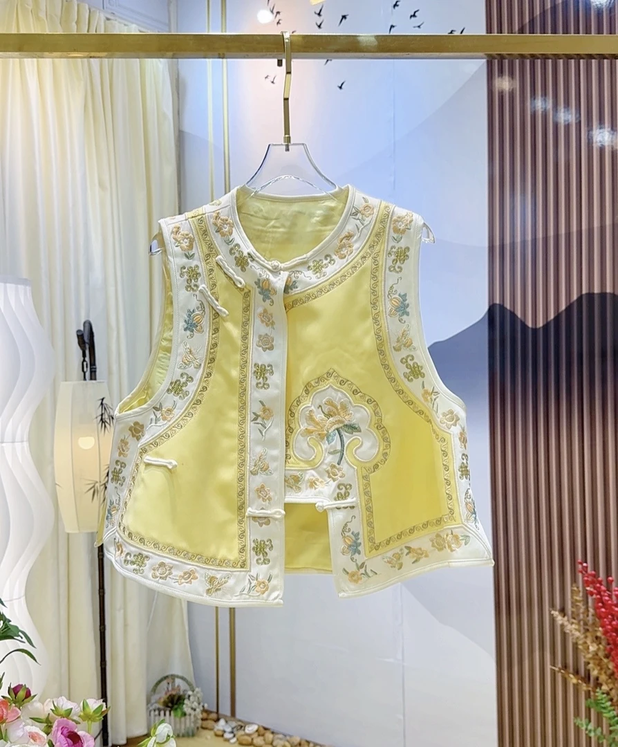 【金安格格2】新中式国风重工刺绣唐装马夹黄色马甲