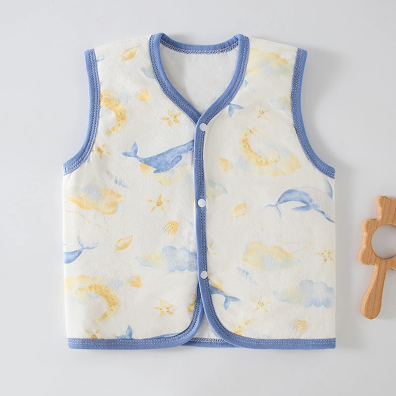 婴儿纯棉马甲男女宝宝保暖秋冬季背心三层夹棉外穿坎肩儿童小背心