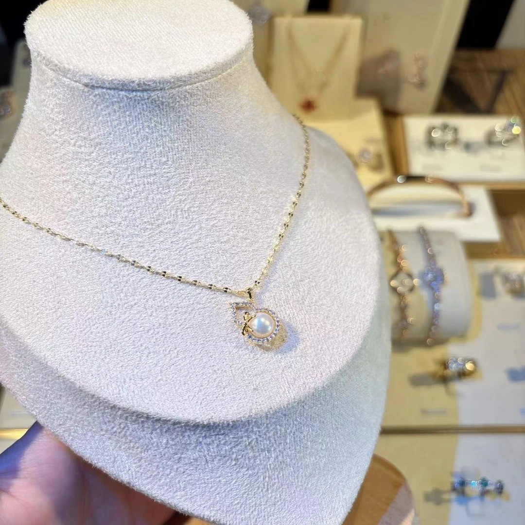 GSTS 铜合金合成锆石项链 葫芦精致气质时尚百搭简约项链XL330