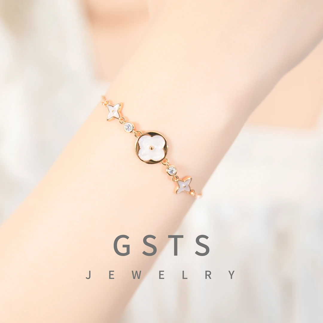 GSTS 铜合金珐琅手链 简约百搭轻奢抽拉设计感时尚手链SL903