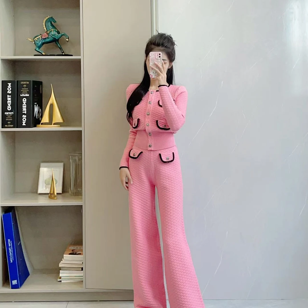 (201-300)新中式小香风巴家轻奢高定时尚休闲名媛少女针织连衣裙