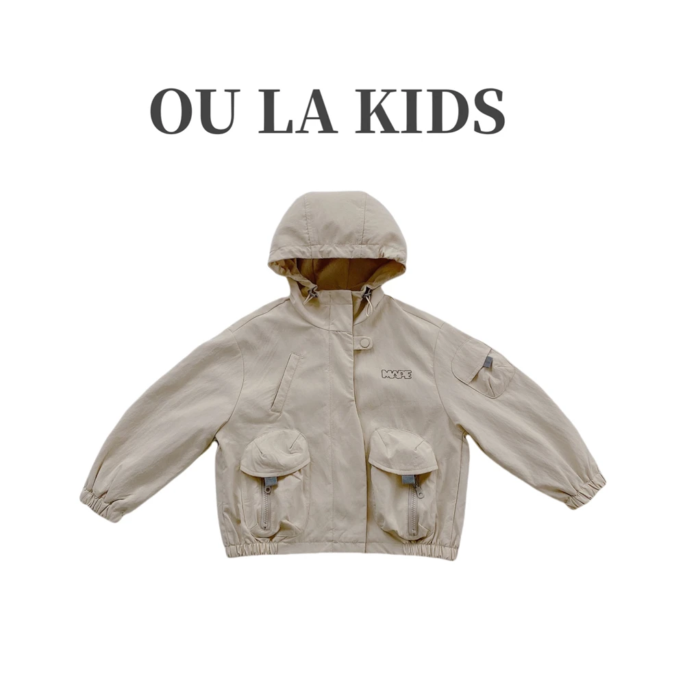 2024秋新品女童韩版洋气连帽拉链口袋设计百搭童装外套56588