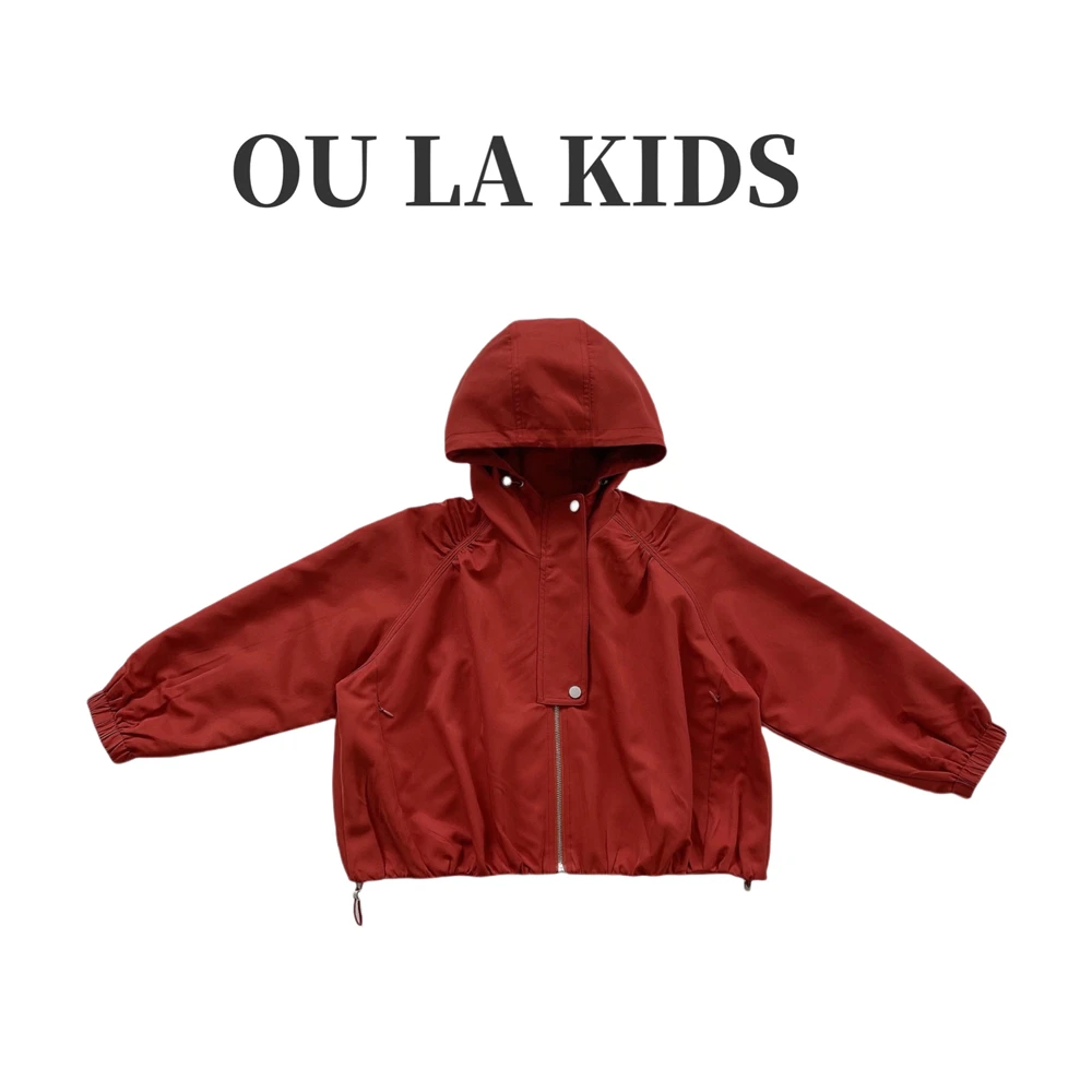 2024秋季新品女大童装韩版洋气小女孩运动连帽冲锋衣外套L300