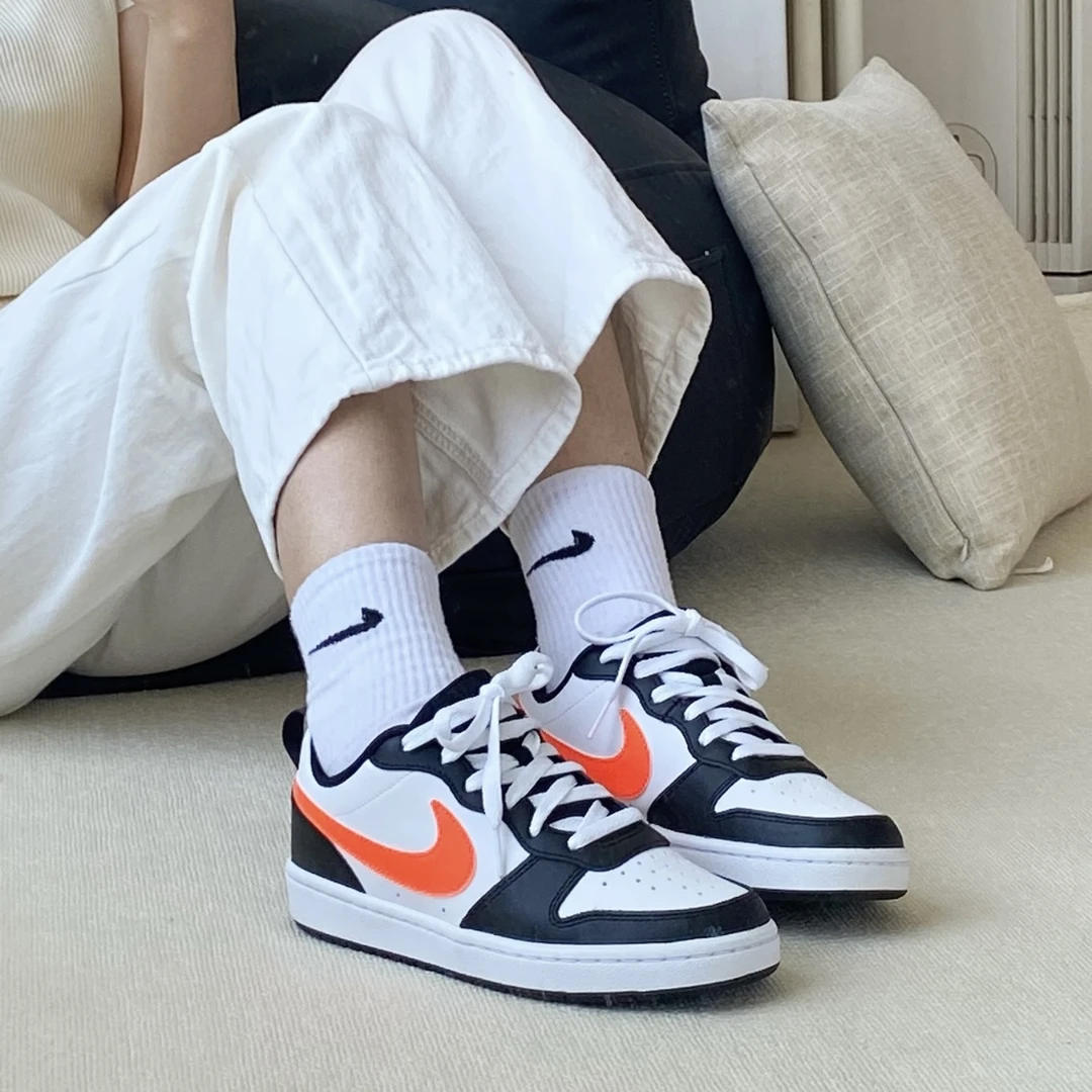 NIKE/耐克Court Borough Low鞋女百搭黑白橙低帮运动休闲板鞋夏季