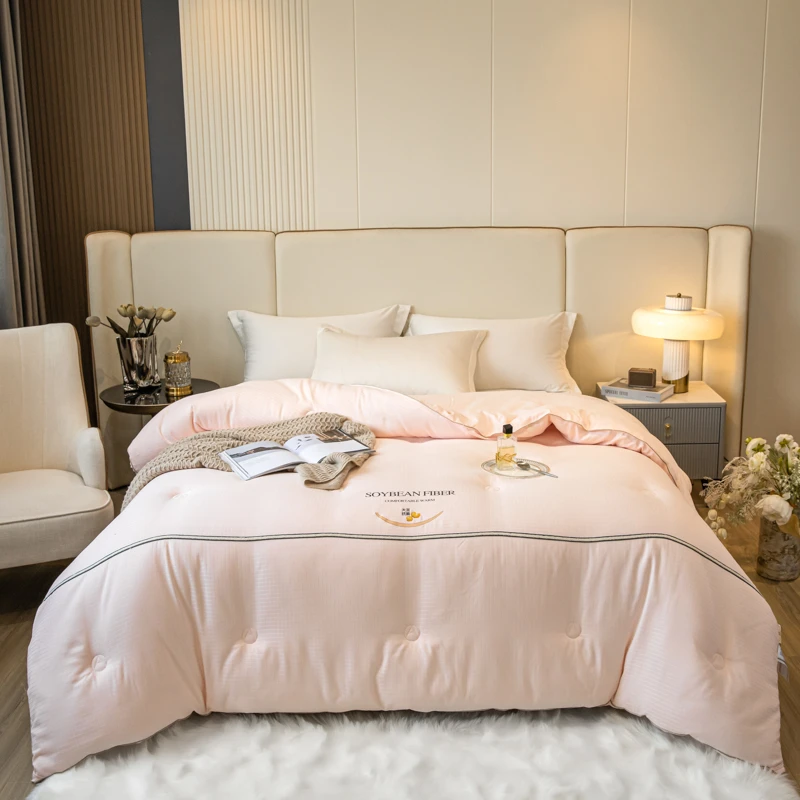 大豆被抗菌刺绣春秋被冬被学生被出租房四季通用被褥星级提花绣花