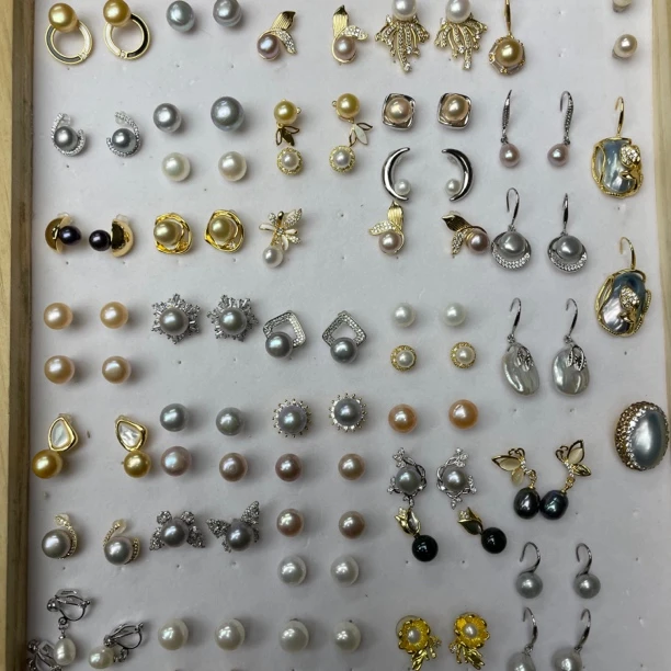 珍珠耳饰，925银镶嵌，多样性发一简经典约 0000