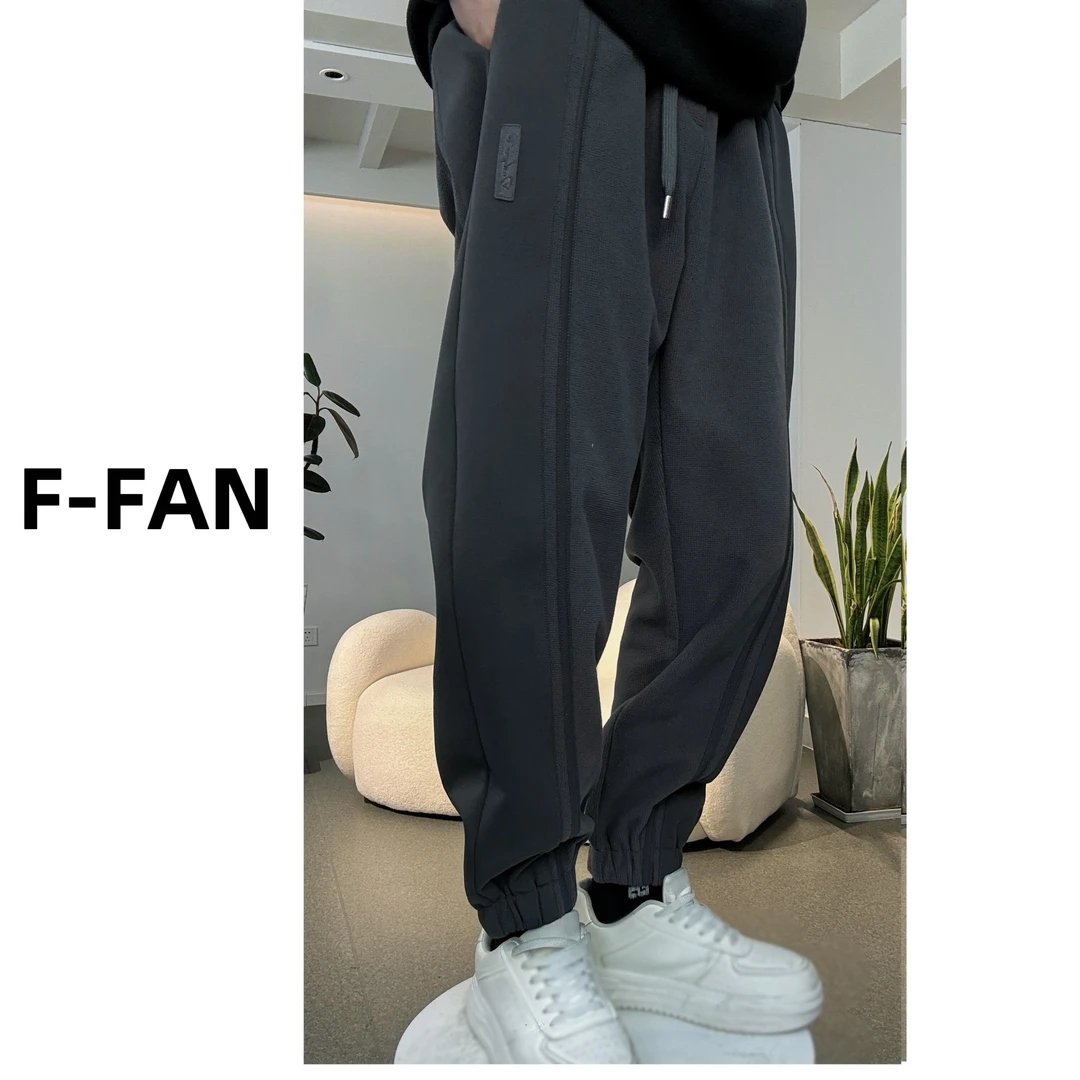 （凡凡）秋冬时尚百搭中性重磅拼接休闲束脚保暖卫裤K-090