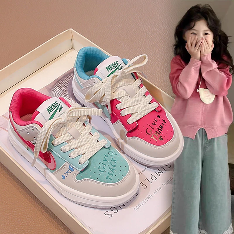 ABC女童运动鞋2024春秋新款儿童休闲板鞋小女孩时尚单鞋中大童潮