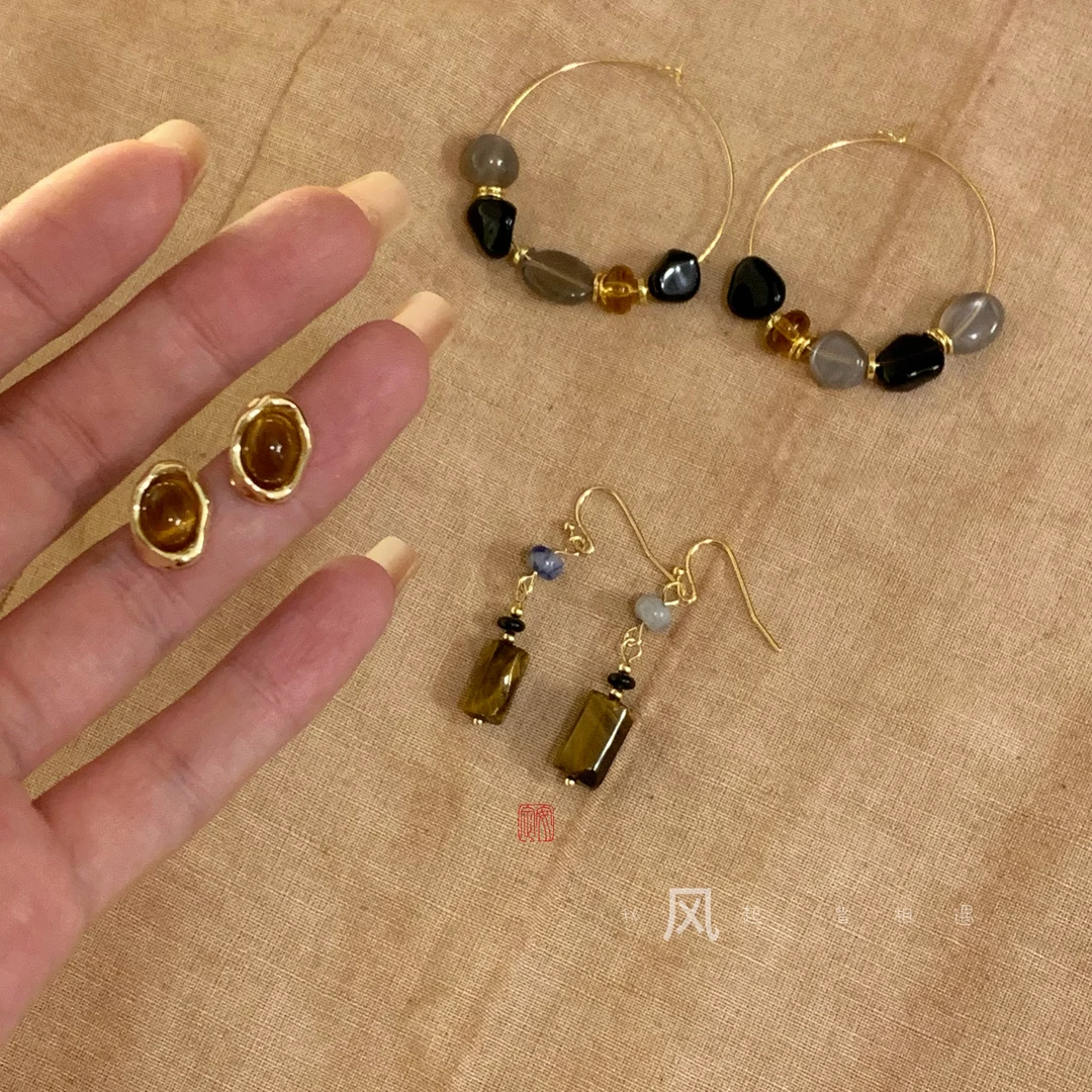 铜合金耳饰 耳钉气质百搭复古法式小众简约设计感