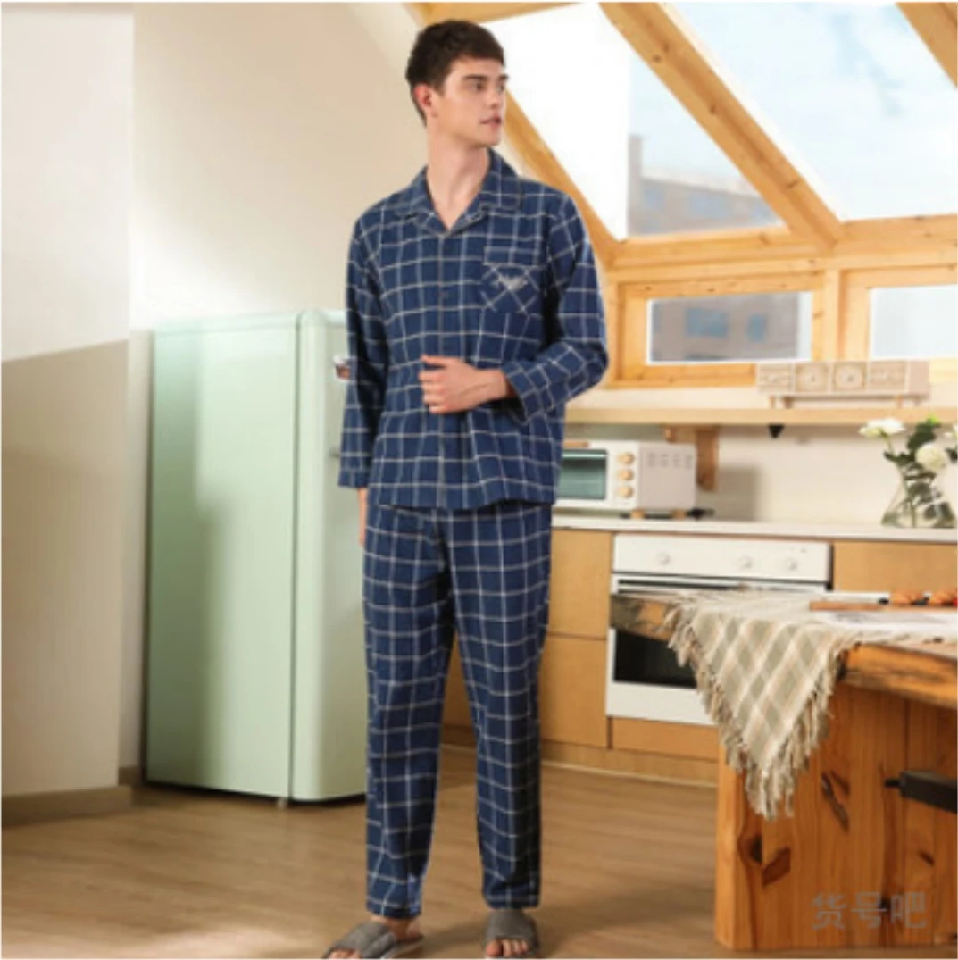 596棉，男士经典格纹高级感休闲百搭家居套装