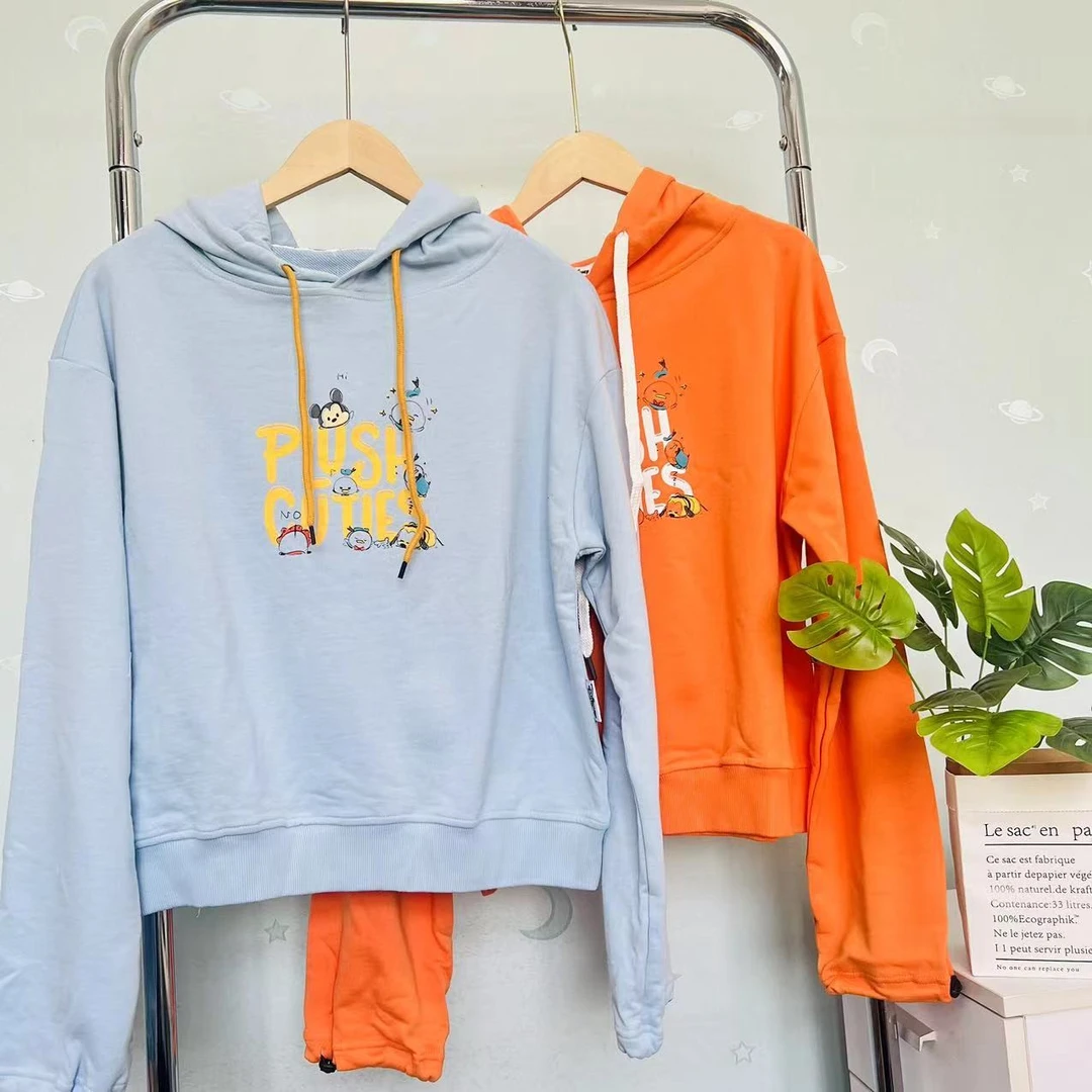 3004女宝字母动物连帽卫衣外套套装时尚休闲春季印花儿童春秋春款