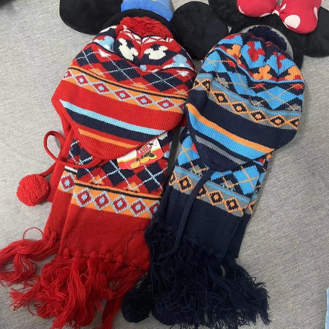 0062菱格提花帽子围巾两件套