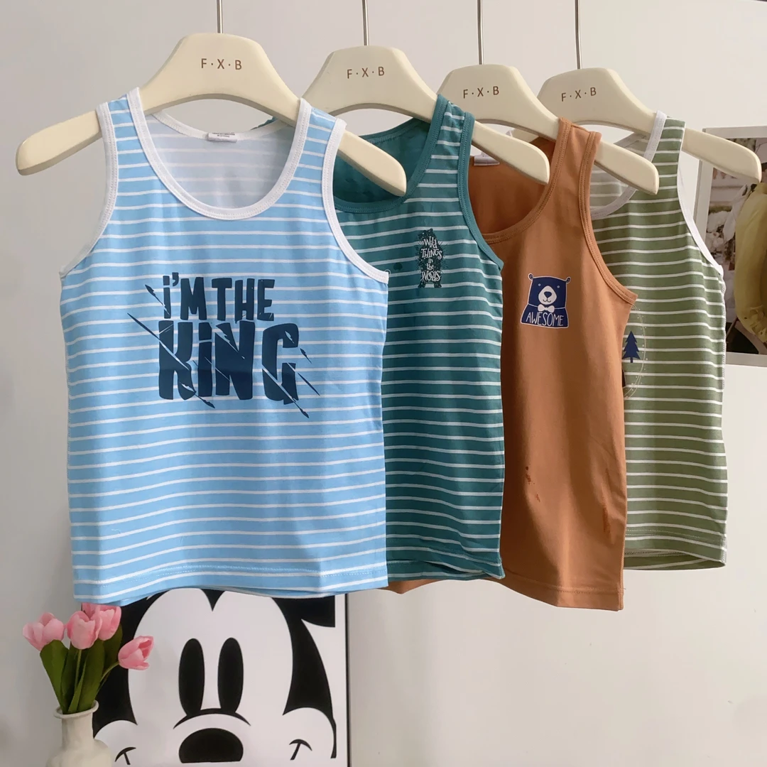 807男童夏季棉质透气印花背心（两件装）