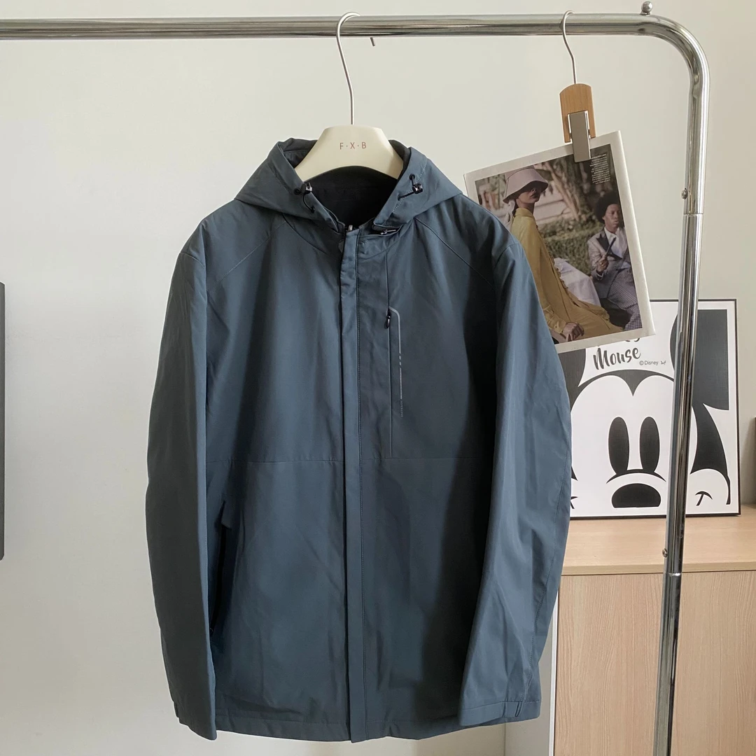 5555聚能锁温羊毛层，秋冬男款双面防风夹克运动户外休闲连帽