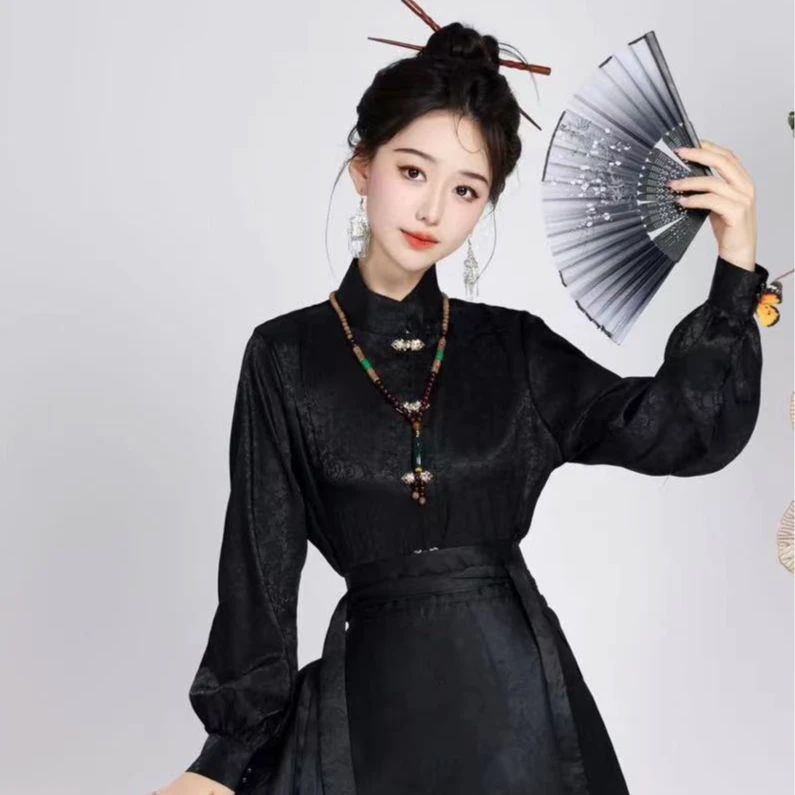 汉唐现原创提花上衣衬衣时尚中国风日常通勤明制女新中式汉服长款