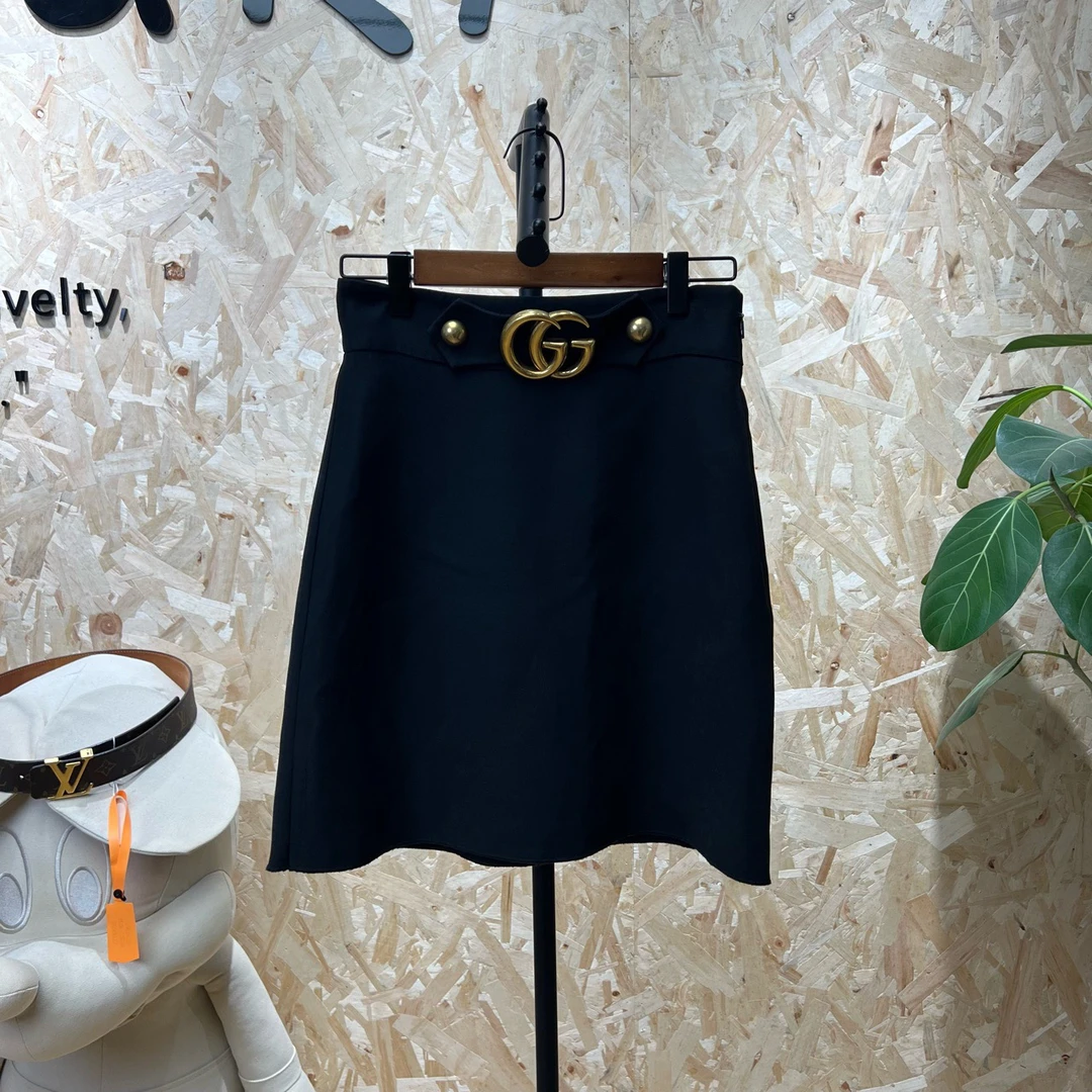 99新 GUCCI/古驰 经典腰带双g黑色半裙 38码 ys000054