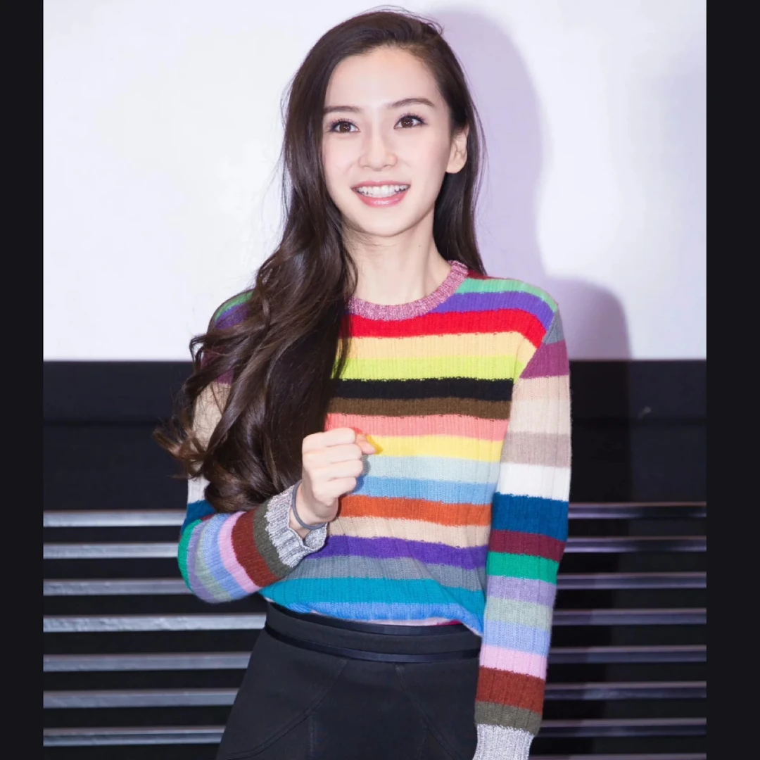 99新 GUCCI/古驰 走秀款彩虹羊绒长袖毛衣baby同款 M码 cl00238